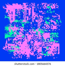 Abstract pixelated background with flickers and datamoshing effect.