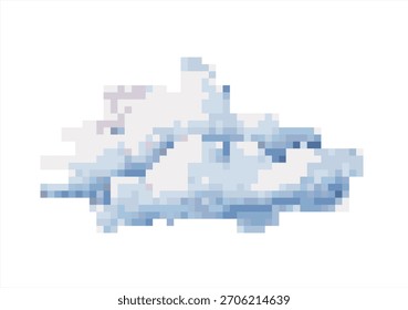Nuvem Azul Pixelizada Abstrata. 8 bits. Desenvolvimento de jogos, aplicativo móvel. Ilustração isolada de vetor.	