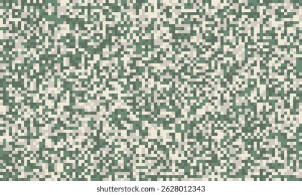 Abstract pixelated camouflage pattern in muted greens and beige.  Perfect for backgrounds, textures, or digital camouflage designs.