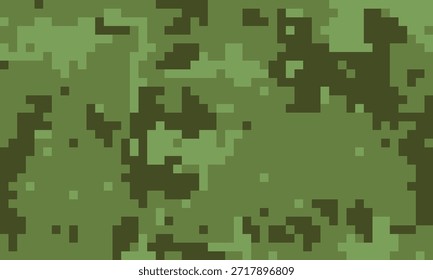 Patrón de camuflaje pixelado Abstractas en verdes apagados.  Perfecto para fondos, diseño textil o proyectos de temática militar.  Transmite una sensación de ocultación y planificación estratégica.