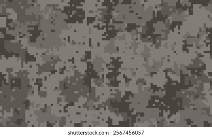 Abstract pixelated camouflage pattern in shades of gray and brown.  Perfect for backgrounds, textiles, or digital designs.  Versatile and modern, this image offers a unique texture and aesthetic.