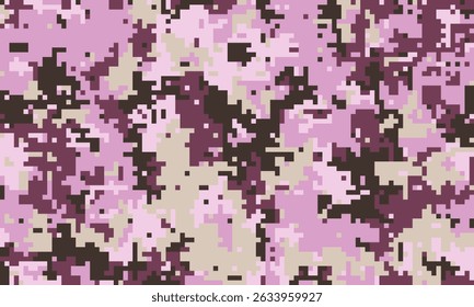 motif de camouflage pixelisé en Abstrait dans des tons rose doux, mauve et marron. Idéal pour la mode, le design textile ou les arrière-plans numériques.