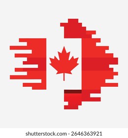 Abstract pixelated canadian flag with maple leaf on white background