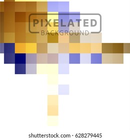Abstract Pixelated Colorful Block Pattern on White Background.