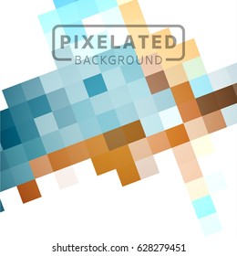 Abstract Pixelated Colorful Block Pattern on White Background.