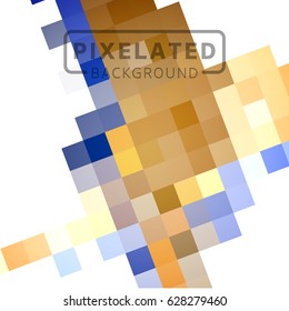 Abstract Pixelated Colorful Block Pattern on White Background.