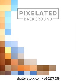 Abstract Pixelated Colorful Block Pattern on White Background.