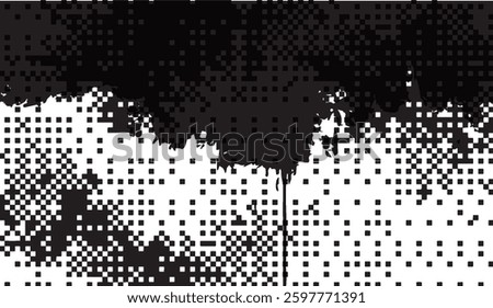 Abstract Pixelated Inkscape, A Modern Interpretation of Digital Disruption with a Pixel-Style Illustration and Contrasting Textures
