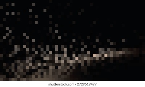 Las Abstractas luces pixeladas en cuadrados dorados y marrones oscuros crean un efecto bokeh digital brillante, formando un resplandor futurista, perfecto para fondos contemporáneos y conceptos tecnológicos