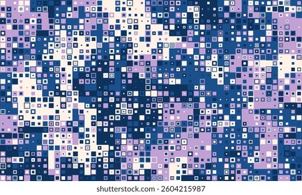 Abstract pixelated pattern in cool tones.  Perfect for tech, design, or modern backgrounds.  A vibrant mosaic of squares evokes feelings of data, technology, and digital artistry.