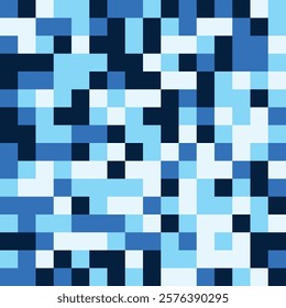 Abstract pixelated pattern in shades of blue and black