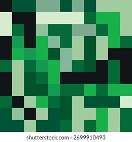 Abstract pixelated pattern in shades of green and black