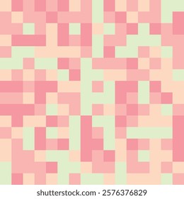 Abstract pixelated pattern of soft pinks and peaches.