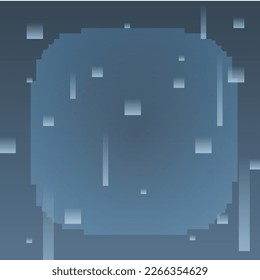 Abstract Pixelated Snow and Rain Background with Glass Border