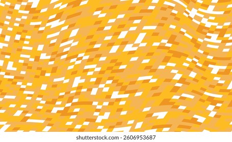 Abstract Pixelated Wave Pattern  Flowing Orange and White Squares for Dynamic Background