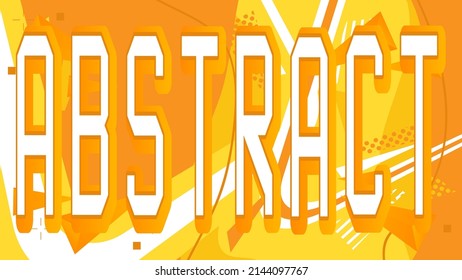 Abstract, pixelated word with geometric graphic background. Vector cartoon illustration.