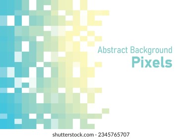 Abstract pixels disintegrate pattern, geometric mosaic shape background, green and yellow color gradient vector illustration template for wallpaper, wrapping paper, poster, web banner, website.