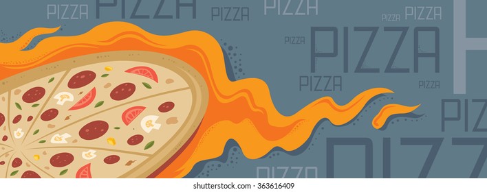 Abstract Pizza Art, Restaurant Banner (Vector Art)