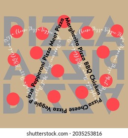 abstract pizza logo for packaging or menu with tomatoes and sausages