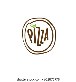 Abstract pizza logo template with text. vector illustration