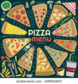 Abstract Pizza Menu, Restaurant Poster (Vector Art)