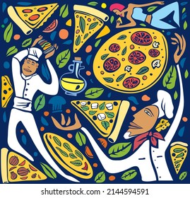 Abstract Pizza Restaurant Artwork (vector Art)