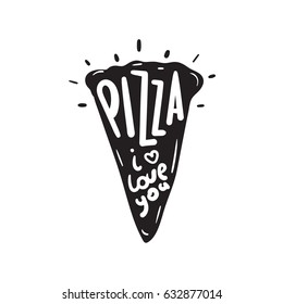 Abstract pizza slice with text. vector illustration