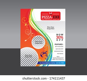 abstract pizza store flyer vector illustration