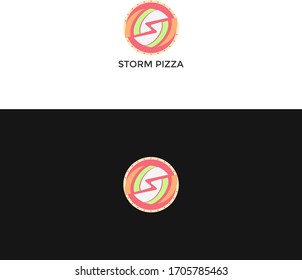 ABSTRACT PIZZA STORM LOGO DESIGN VECTOR
