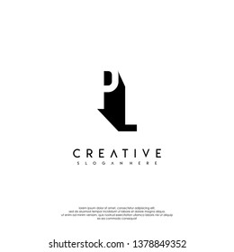 abstract PL logo letter in shadow shape design concept