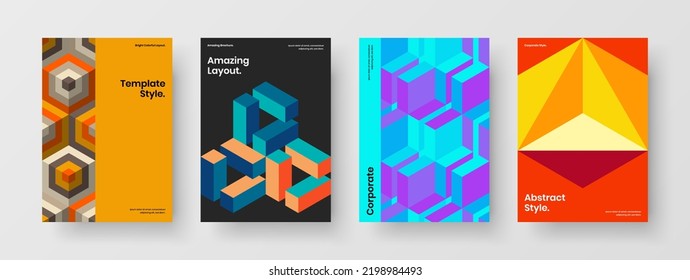 Abstract placard A4 design vector illustration composition. Original mosaic pattern flyer template bundle.