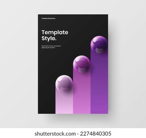 Abstract placard design vector concept. Fresh 3D spheres front page template.