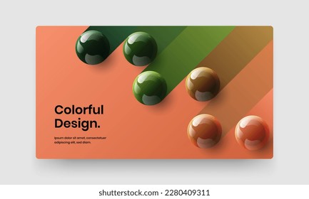 Abstract placard design vector layout. Unique 3D spheres front page concept.