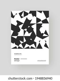 Abstract Placard, Poster, Flyer, Banner Design. Black and white illustration on vertical A4 format. Flat and geometric shapes. Decorative ornament backdrop.