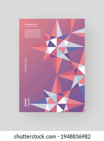 Abstract Placard, Poster, Flyer, Banner Design. Colorful illustration on vertical A4 format. Flat and 3d geometric shapes. Decorative ornament backdrop.