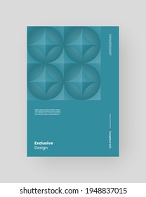 Abstract Placard, Poster, Flyer, Banner Design. Colorful illustration on vertical A4 format. Flat and 3d geometric shapes. Decorative ornament backdrop.
