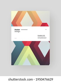 Abstract Placard, Poster, Flyer, Banner Design. Colorful geometric illustration on vertical A4 format. Flat shapes ornament. Decorative backdrop. Eps10