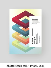 Abstract Placard, Poster, Flyer, Banner Design. Colorful geometric illustration on vertical A4 format. Flat shapes ornament. Decorative backdrop. Eps10
