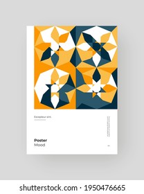 Abstract Placard, Poster, Flyer, Banner Design. Colorful geometric illustration on vertical A4 format. Flat shapes ornament. Decorative backdrop. Eps10