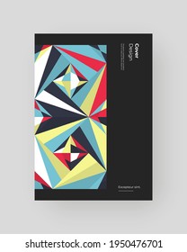 Abstract Placard, Poster, Flyer, Banner Design. Colorful geometric illustration on vertical A4 format. Flat shapes ornament. Decorative backdrop. Eps10
