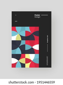Abstract Placard, Poster, Flyer, Banner Design. Colorful geometric illustration on vertical A4 format. Flat shapes ornament. Decorative backdrop. Eps10