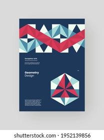 Abstract Placard, Poster, Flyer, Banner Design. Colorful geometric illustration on vertical A4 format. Flat shapes ornament. Decorative backdrop. Eps10