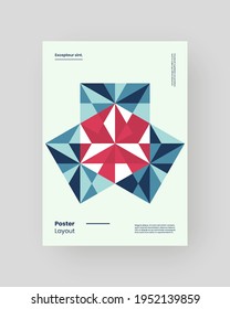 Abstract Placard, Poster, Flyer, Banner Design. Colorful geometric illustration on vertical A4 format. Flat shapes ornament. Decorative backdrop. Eps10