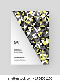 Abstract Placard, Poster, Flyer, Banner Design. Colorful geometric illustration on vertical A4 format. Flat shapes ornament. Decorative backdrop. Eps10