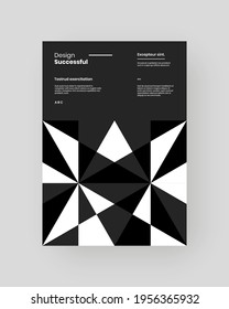 Abstract Placard, Poster, Flyer, Banner Design. Black and white illustration on vertical A4 format. Flat and geometric shapes. Decorative ornament backdrop.