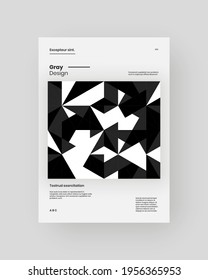 Abstract Placard, Poster, Flyer, Banner Design. Black and white illustration on vertical A4 format. Flat and geometric shapes. Decorative ornament backdrop.