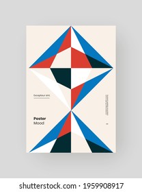 Abstract Placard, Poster, Flyer, Banner Design. Colorful geometric illustration on vertical A4 format. Flat shapes ornament. Decorative backdrop. Eps10