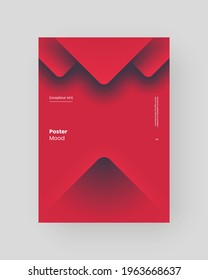 Abstrakte Platzierung, Poster, Flyer, Banner Design. Licht- und Schattengrafik im vertikalen A4-Format. 3d geometrische Formen. Dekorative Lungenorphismen-Hintergrund.