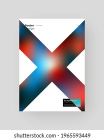 Abstrakte Platzierung, Poster, Flyer, Banner Design. Farbverlauf auf vertikalem A4-Format. Glaseffekt. Dekorative Lungenorphismen-Hintergrund. Farbverlauf-Glasmorphismus-Form auf schwarzem Hintergrund