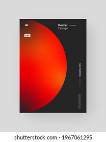 Abstract Placard, Poster, Flyer, Banner Design. Colorful gradient on vertical A4 format. Glass effect. Decorative neumorphism backdrop. Gradient glassmorphism shape on black background